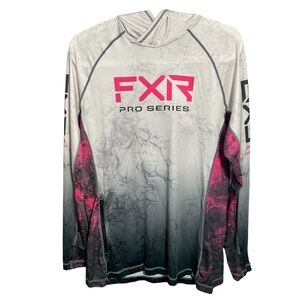 FXR Racing Tournament Pro UPF 50 Womens Pullover Hoodie M Gray Pink